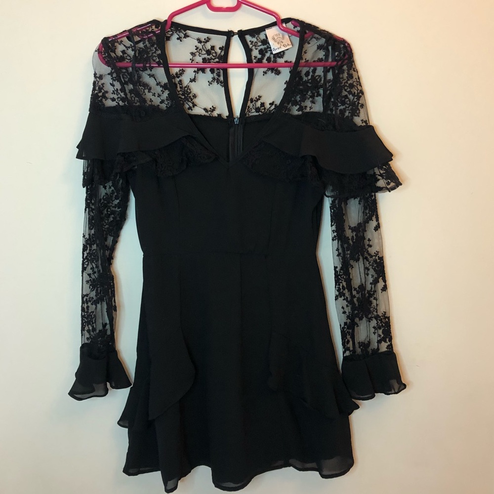 Lace black skater dress